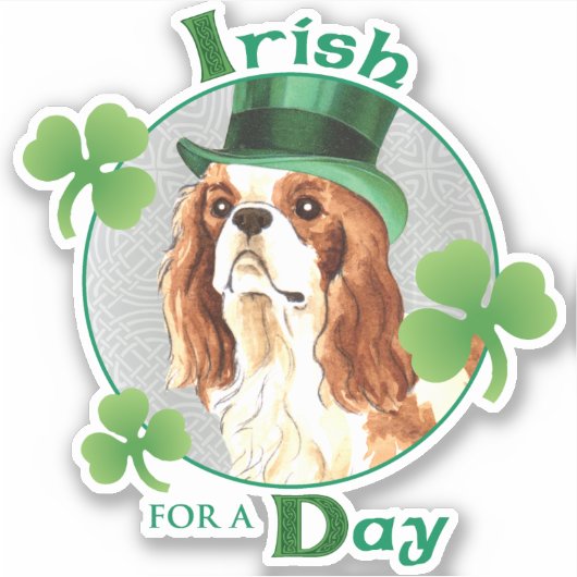St. Patrick's Day Cavalier Vinyl Sticker (Voorkant)