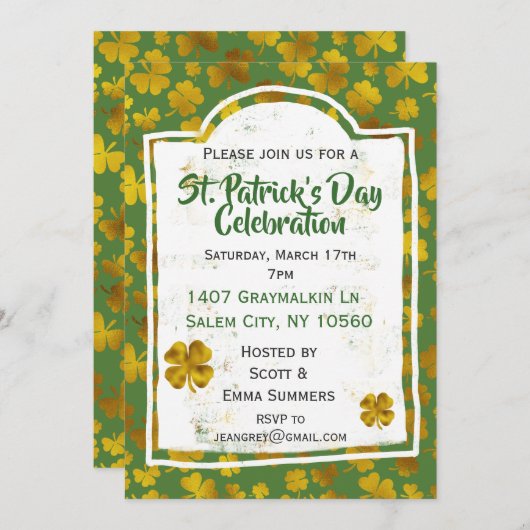 St Patrick's Day Celebration Gold Shamrock Clover Kaart (Voorkant / Achterkant)