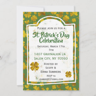 St Patrick's Day Celebration Gold Shamrock Clover Kaart