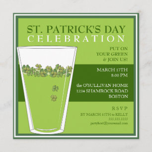 St. Patricks Day Celebration Party Pint Invitation Kaart
