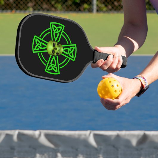 St. Patrick's Day Celtic Cross and Skull Pickleball Paddle (Insitu)