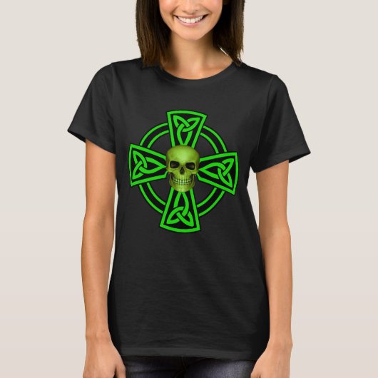 St. Patrick's Day Celtic Cross and Skull T-shirt (Voorkant)
