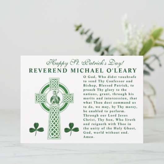 St. Patricks Day Celtic Cross Prayer Shamrocks Kaart (Staand voorkant)