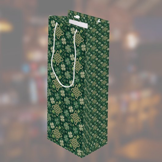 St Patrick's Day Celtic Knot 4 Leaf Clover Plaid Wijn Cadeautas