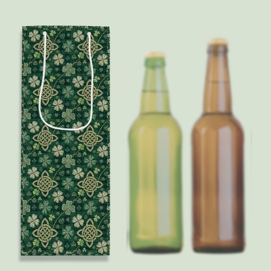 St Patrick's Day Celtic Knot 4 Leaf Clover Plaid Wijn Cadeautas