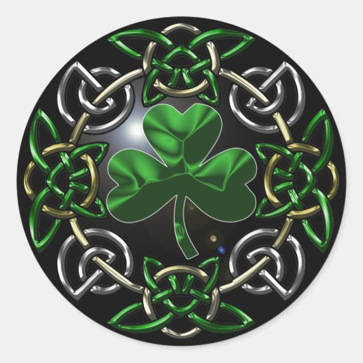 St. Patrick's Day Celtic knot design Ronde Sticker (Voorkant)