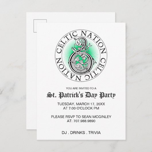 St Patricks Day Celtic Knot Uitnodiging Briefkaart (Voorkant / Achterkant)