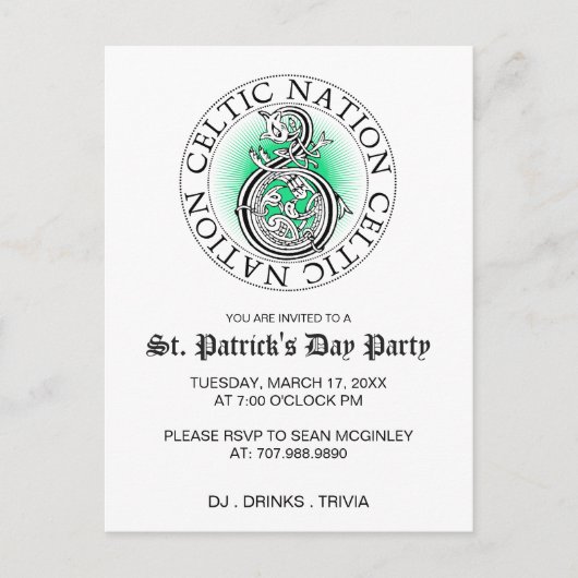 St Patricks Day Celtic Knot Uitnodiging Briefkaart (Voorkant)