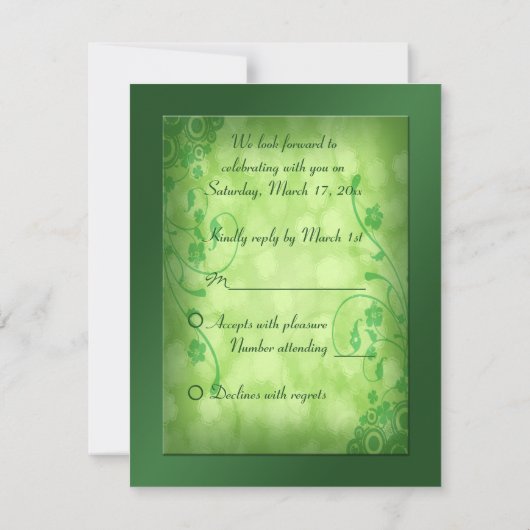 St. Patrick's Day Celtic Love Knot Reply Card RSVP Kaartje (Achterkant)