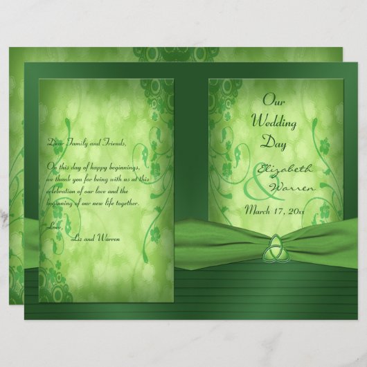 St. Patrick's Day Celtic Love Knot Wedding Program (Voorkant / Achterkant)