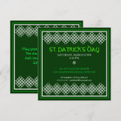St. Patricks Day Celtic Pattern Party Invitation Kaart (Voorkant / Achterkant)