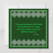 St. Patricks Day Celtic Pattern Party Invitation Kaart (Achterkant)