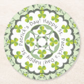 St. Patrick's Day Celtic Shamrock Clover Pattern Ronde Kartonnen Onderzetter (Voorkant)