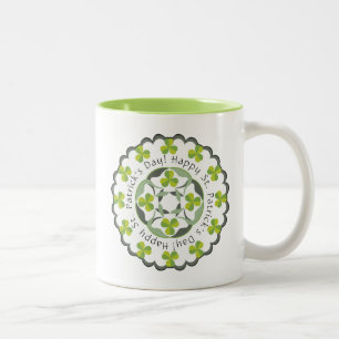 St. Patrick's Day Celtic Shamrocks Clover Graphic Tweekleurige Koffiemok