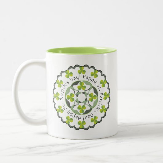 St. Patrick's Day Celtic Shamrocks Clover Graphic Tweekleurige Koffiemok (Links)
