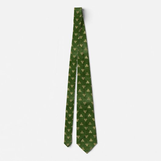 St Patricks Day Celtic Trisaking Pattern Green Gol Stropdas (Achterkant)