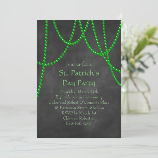 St. Patrick's Day Chalkboard Party uitnodiging (Staand voorkant)