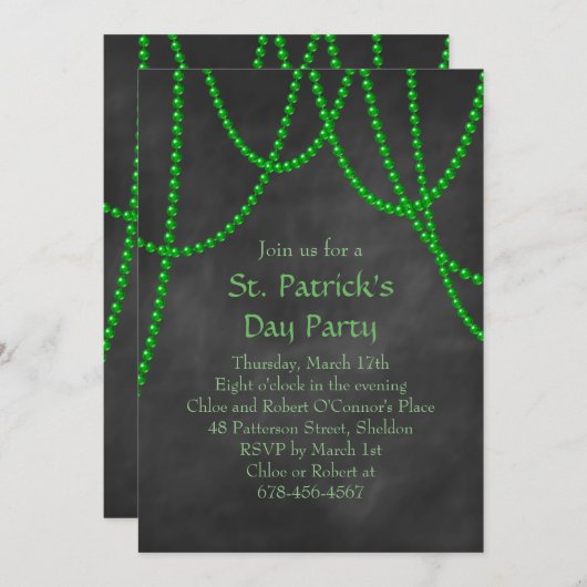 St. Patrick's Day Chalkboard Party uitnodiging (Voorkant / Achterkant)