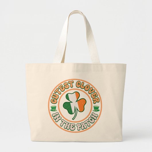 St. Patrick's Day Charm Schattigee Klaver in de Pa Grote Tote Bag (Voorkant)
