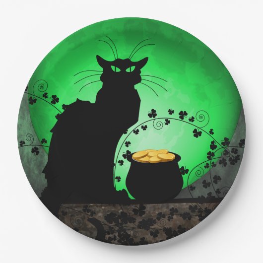 St. Patrick's Day Chat Noir Papieren Bordje (Voorkant)