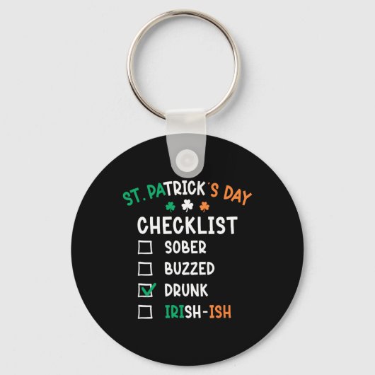 St. Patrick's Day Checklist Dronken Sleutelhanger (Voorkant)