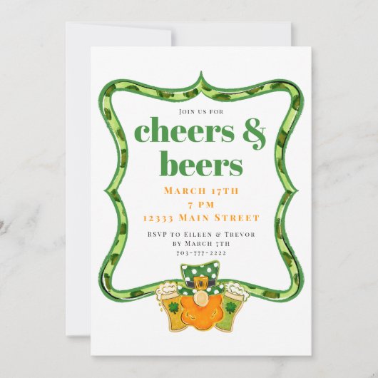 St. Patrick's Day Cheers and Beers Party Kaart (Voorkant)