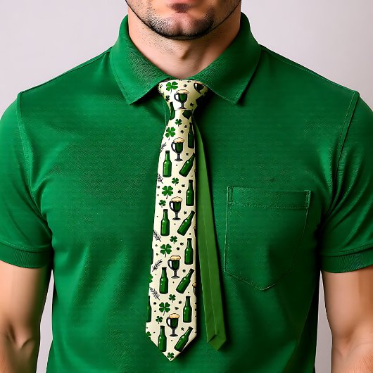St. Patrick's Day Cheers & Klavers Witzakdoek Here Stropdas