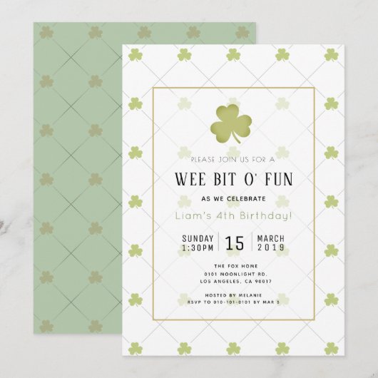 St. Patrick's Day Chic & Clean Green Verjaardag Kaart (Voorkant / Achterkant)