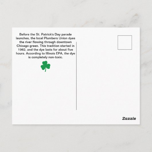 St. Patrick's Day Chicago's Green River Fun Facts Briefkaart (Achterkant)
