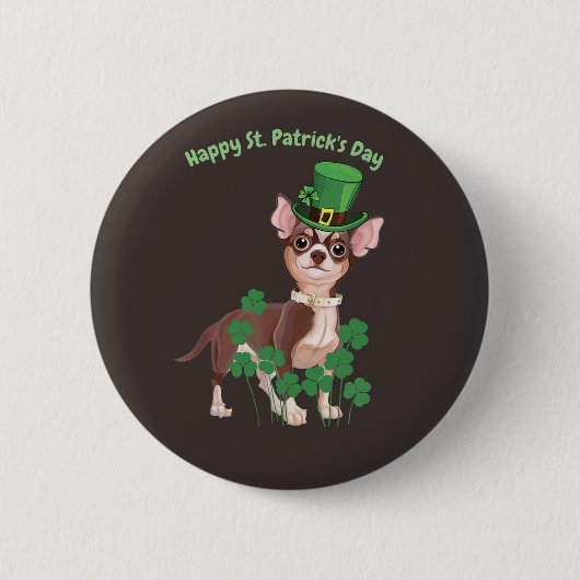 St. Patrick's Day Chihuahua puppy button (Voorkant)