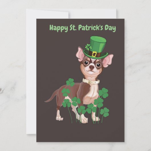 St. Patrick's Day Chihuahua puppy flat card Feestdagenkaart (Voorkant)