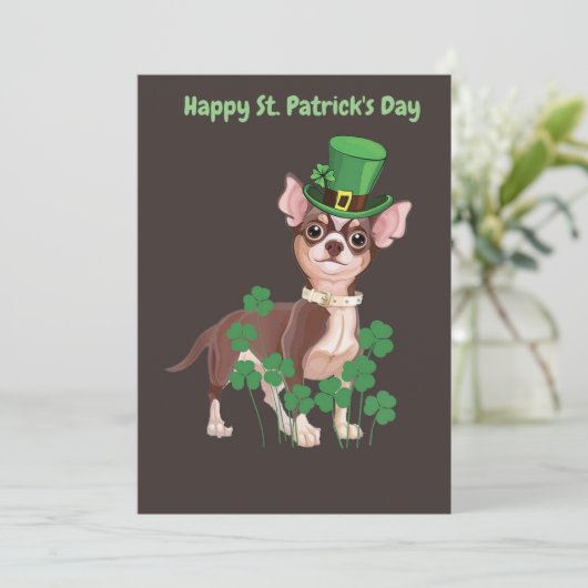 St. Patrick's Day Chihuahua puppy flat card Feestdagenkaart (Staand voorkant)