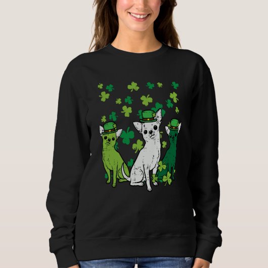 St Patricks Day Chihuahuas Dog Saint Paddys Men Wo Trui (Voorkant)
