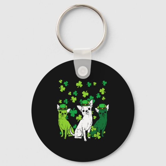 St Patricks Day Chihuahuas Hond St. Paddys Mannen Sleutelhanger (Voorkant)