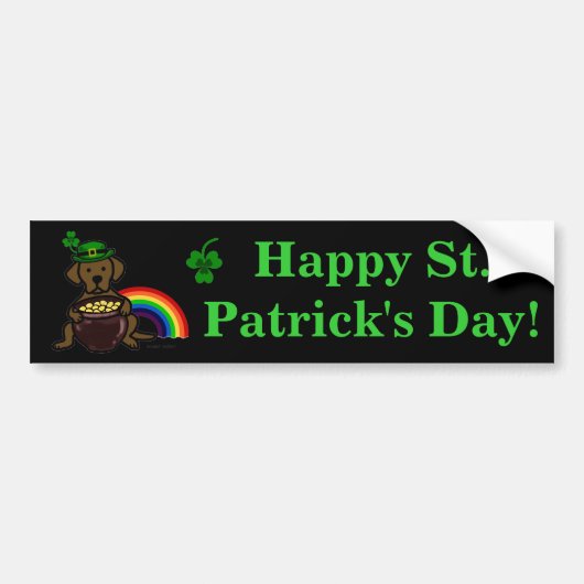 St. Patrick's Day Chocolate Lab Rainbow Bumpersticker (Voorkant)
