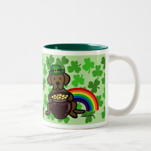 St. Patrick's Day Chocolate Labrador Tweekleurige Koffiemok
