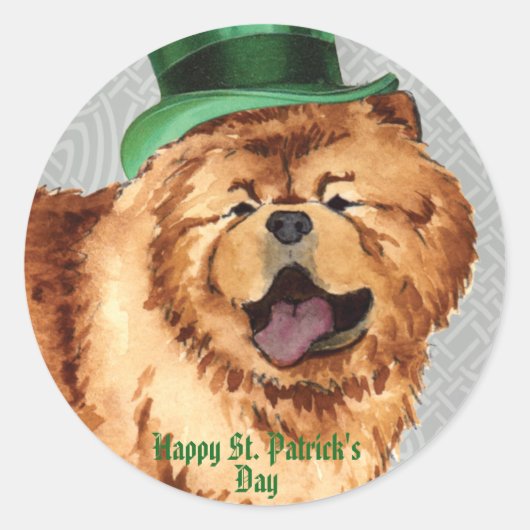 St. Patrick's Day Chow Classic Round Sticker (Voorkant)