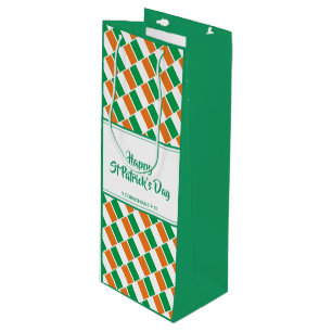 ST PATRICK'S DAY Christelijk IRISH FLAG Custom Par Wijn Cadeautas