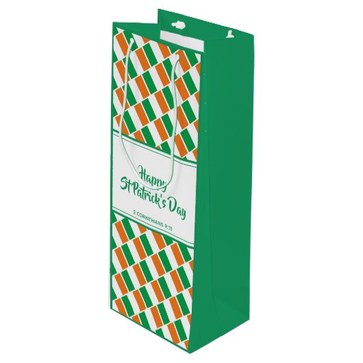 ST PATRICK'S DAY Christelijk IRISH FLAG Custom Par Wijn Cadeautas (Voorkant Gekanteld)