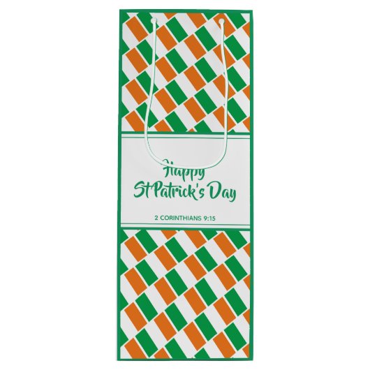 ST PATRICK'S DAY Christelijk IRISH FLAG Custom Par Wijn Cadeautas (Voorkant)