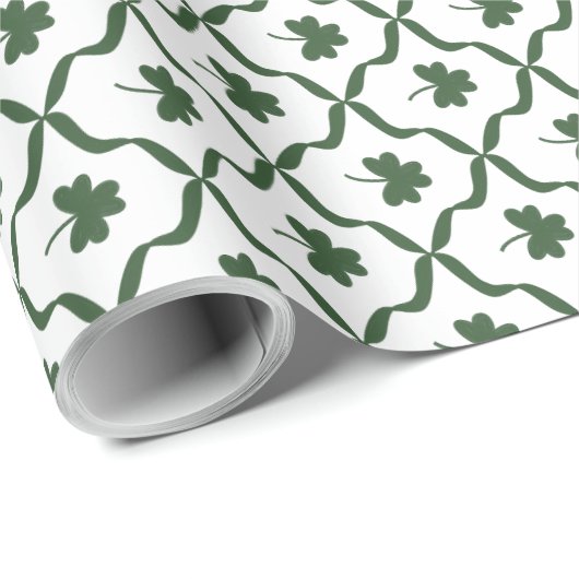 St. Patrick's Day Classic Green Shamrock Lattice  Cadeaupapier (Rol Hoek)