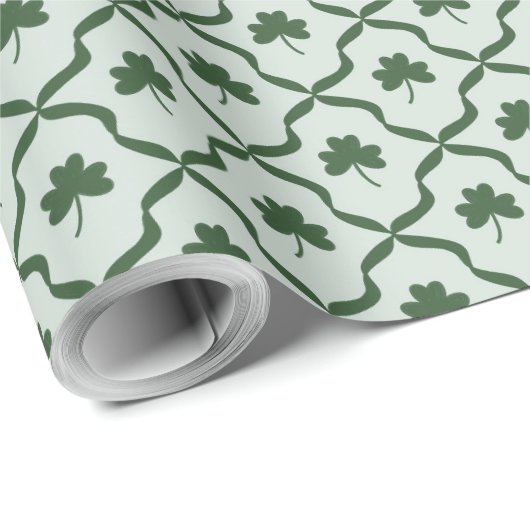 St. Patrick's Day Classic Green Shamrock Lattice Cadeaupapier (Rol Hoek)