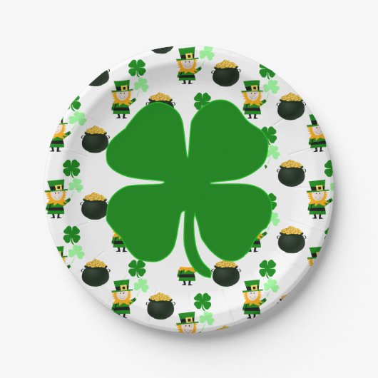 St. Patrick's Day Classic Pattern Holiday Party Papieren Bordje (Voorkant)