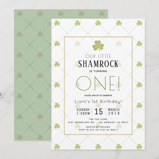 St. Patrick's Day Clean Green 1e verjaardag Kaart (Voorkant / Achterkant)