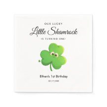 St Patrick's Day Clover 1st Birthday Papier Servet