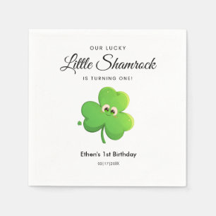 St Patrick's Day Clover 1st Birthday Papier Servet