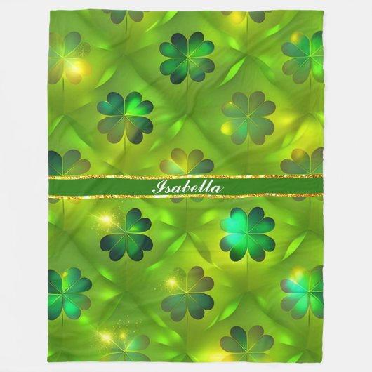 St Patrick's Day Clover 4 Lists Trendy Collectie Fleece Deken (Voorkant)