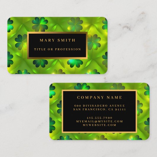 St Patrick's Day Clover 4 Lists Trendy Collectie Visitekaartje (Voorkant / Achterkant)