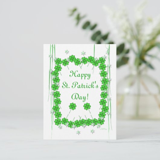 St. Patrick's Day Clover and Stars Briefkaart (Staand voorkant)