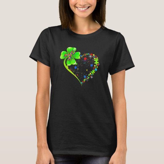 St Patricks Day Clover Autism Funny Autism Awarene T-shirt (Voorkant)
